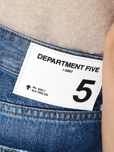 Department Five Department 5 Wide Leg Pop Blue Jeans With Washed Effect In Blue