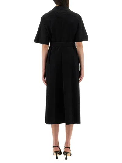 Aspesi Button-down Midi Dress With Belted Waist In Black