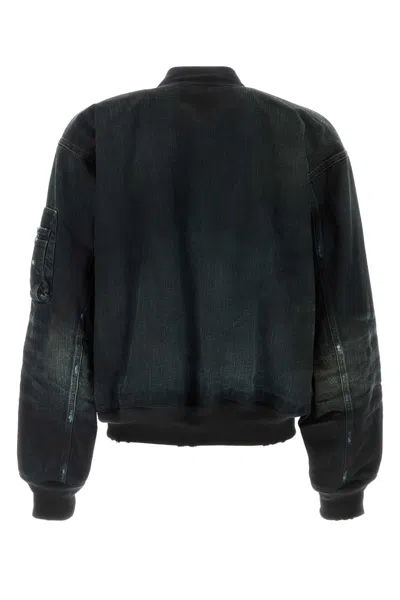 Balenciaga Denim Bomber Jacket In Black