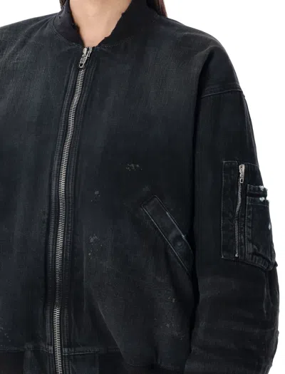 Balenciaga Denim Bomber Jacket In Black