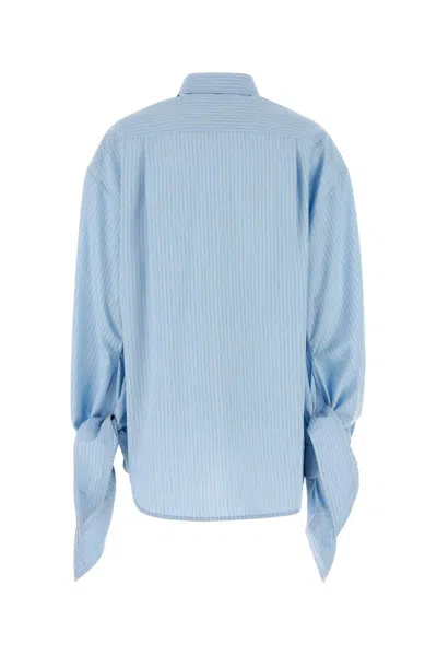 Balenciaga Women Embroidered Viscose Blend Oversize Shirt In Blue