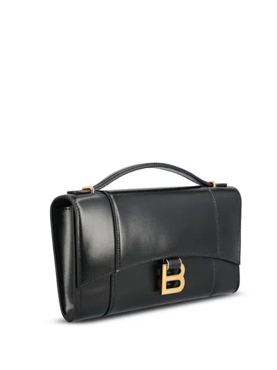 Balenciaga Hourglass Clutch With Handle In Black