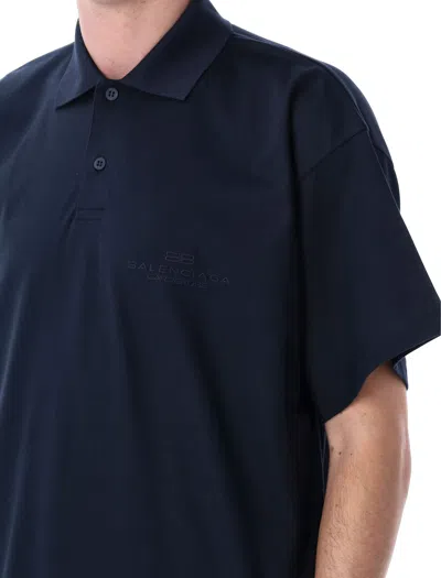 Balenciaga Men's Interwined Polo T-shirt In Blue