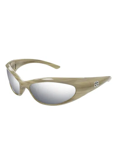 Balenciaga Ivory-ivory-silver Bio Injection Sunglasses In Neutral