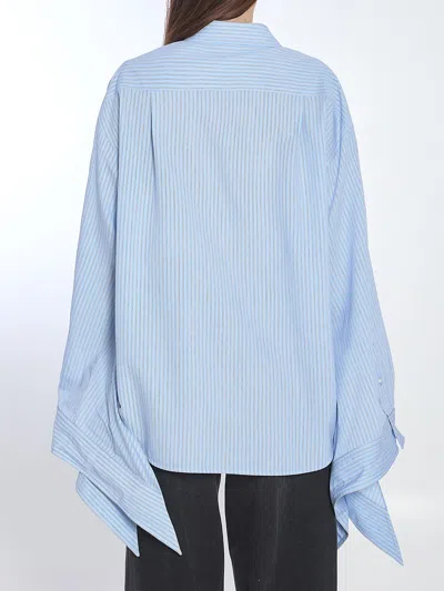 Balenciaga Women Embroidered Viscose Blend Oversize Shirt In Blue