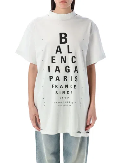 Balenciaga White T-shirt With Logo Printed On The Front And Torn Details In Cotton Woman In White