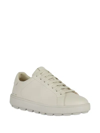 Geox Spherica Ecub-1 Lace-up Leather Sneakers In Gold