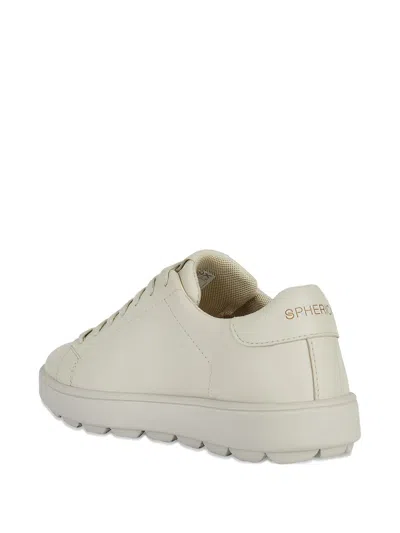 Geox Spherica Ecub-1 Lace-up Leather Sneakers In Gold