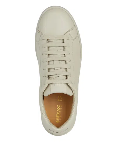Geox Spherica Ecub-1 Lace-up Leather Sneakers In Gold
