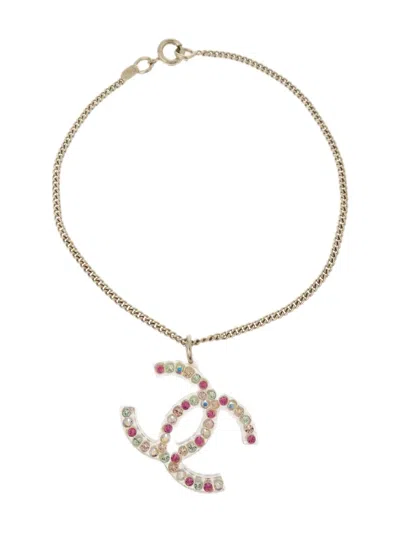 Pre-owned Chanel 2004 Cc-charm Bracelet In Gold