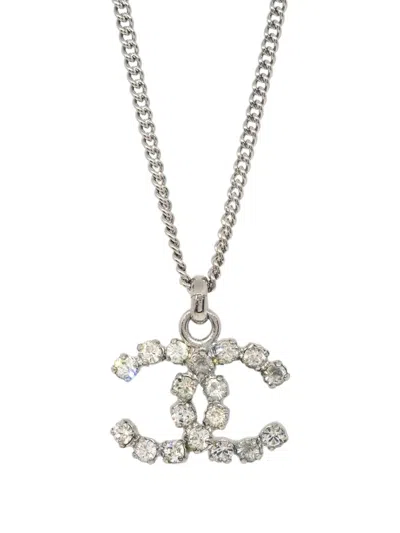 Pre-owned Chanel 2005 Cc Chain Pendant Necklace In Silver
