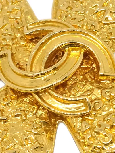 Pre-owned Chanel 1995 Cc Clover-motif Brooch