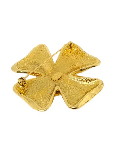Pre-owned Chanel 1995 Cc Clover-motif Brooch