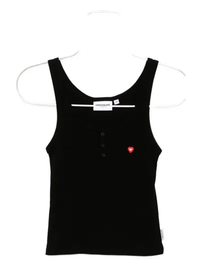 Chocoolate Cotton Tank Top In Black
