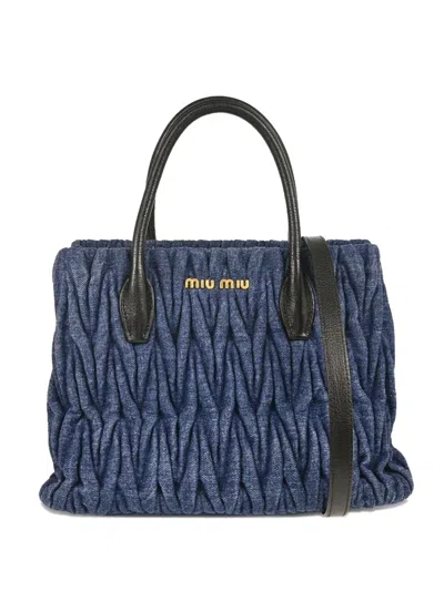 Pre-owned Miu Miu 2010s Matelasse Denim Handbag