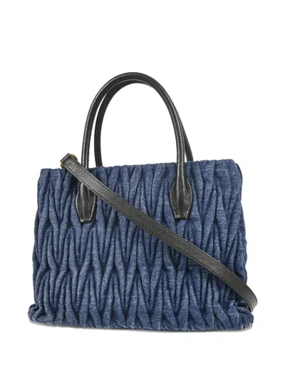 Pre-owned Miu Miu 2010s Matelasse Denim Handbag