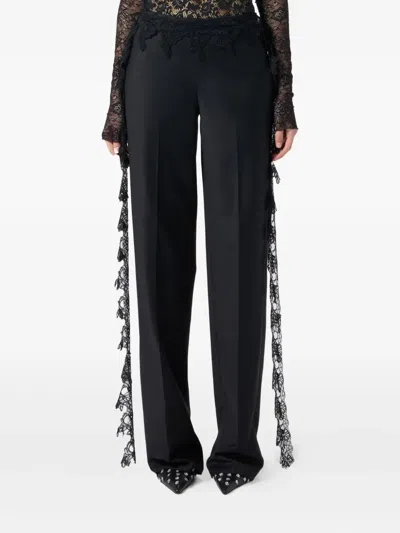 Blumarine Lace-detail Trousers In Black