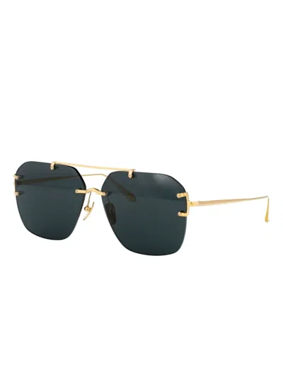Linda Farrow Reyner Titanium Sunglasses In Gold