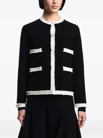 Emporio Armani Fringe-trim Ottoman Ribbed Blazer