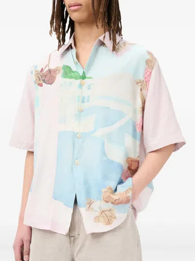 Our Legacy Printed Short Sleeve Lightweight Fabric Shirt In White