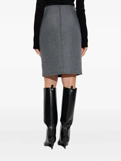 Dsquared2 Wool Pencil Skirt In Gray