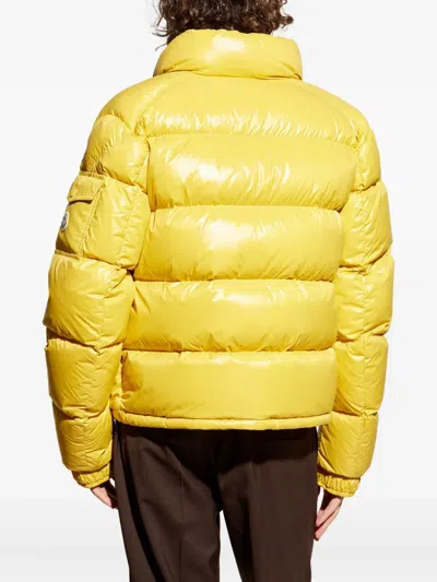 Moncler Levitha Hooded Short Down Jacket In Yellow