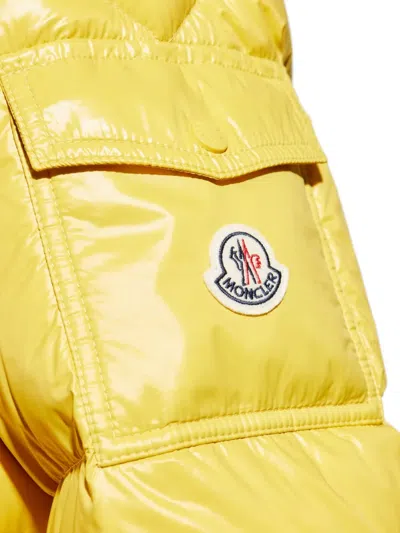 Moncler Levitha Hooded Short Down Jacket In Yellow