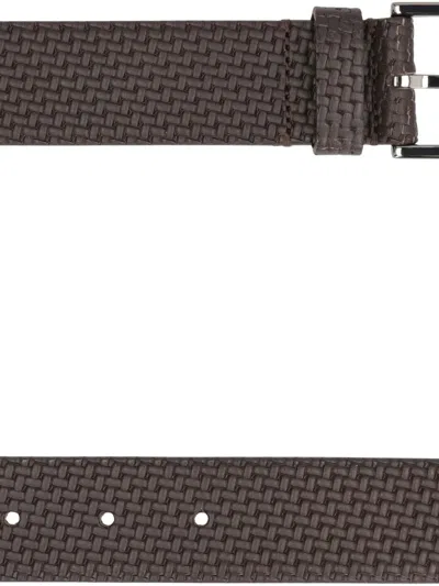 Hugo Boss Textured Woven Leather Belt With Adjustable Length In Brown