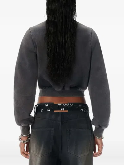 Alexander Wang Shrunken Snap Cardigan Crewneck Clothing In Black