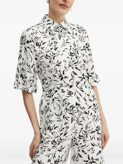 Karl Lagerfeld Floral-print Jumpsuit In White