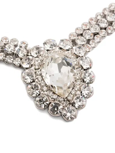 Alessandra Rich Crystal-embellished Necklace In Metallic