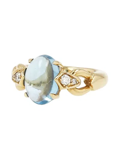 Pre-owned Bvlgari Yellow Gold Topaz And Diamonds Ring
