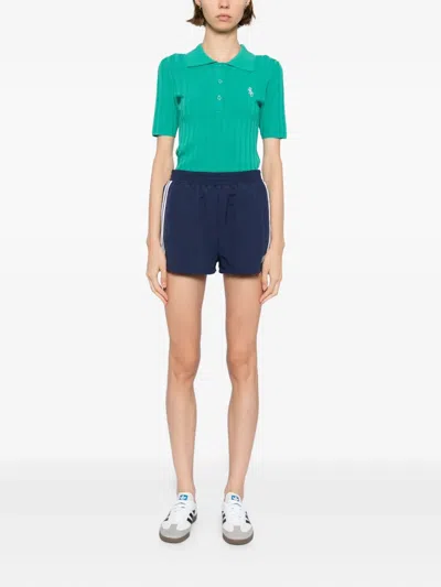 Sporty And Rich Src Ribbed Polo Top In Green
