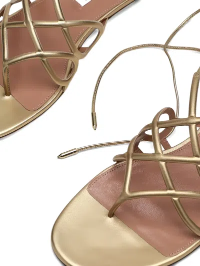 Aquazzura Strappy Metallic Leather Flat Sandals