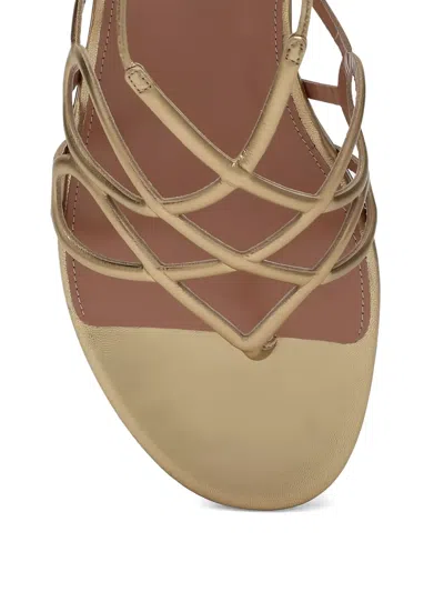 Aquazzura Strappy Metallic Leather Flat Sandals
