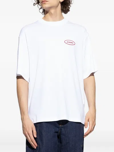 Jacquemus Mens Station Patch White Stazione Brand-patch Cotton-jersey T-shirt In White