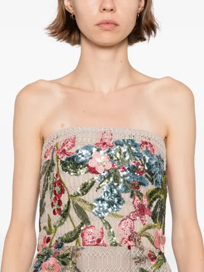 Elie Saab Embroidered Tulle Midi Dress In Multi