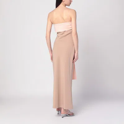 Bernadette Beige/pink Bart Dress With Oversized Bow In Pink