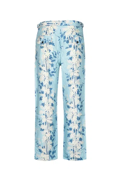 Bode Sky Blue Leaf-print Trousers In Blue