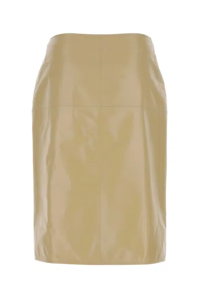 Bottega Veneta Women Beige Leather Skirt In Neutral