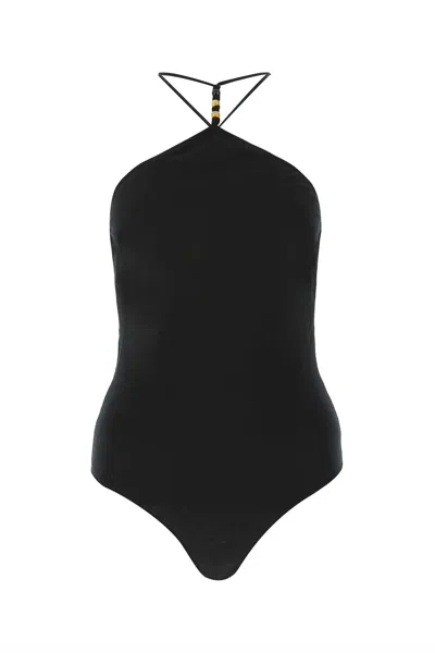 Bottega Veneta Black Stretch Cashmere Blend Bodysuit In Black