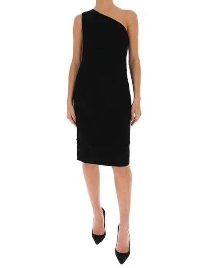 Bottega Veneta One Shoulder Twisted Dress In Black