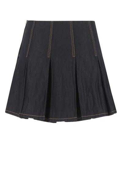 Bottega Veneta Dark Blue Denim Mini Skirt