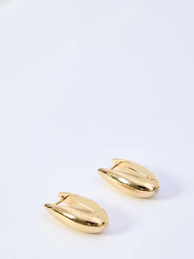 Bottega Veneta Circular Gold Hoop Earrings In Brown