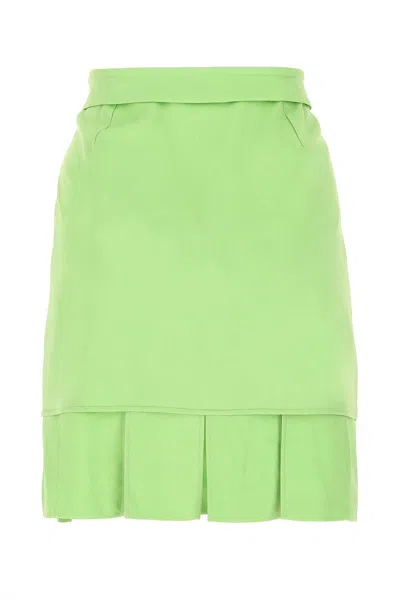 Bottega Veneta Pastel Green Stretch Viscose Miniskirt In Green