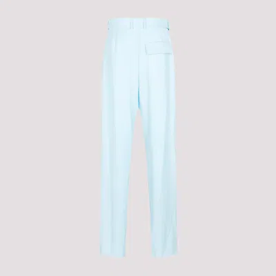 Bottega Veneta Pastel Light-blue Wool Wide-leg Pant In Blue