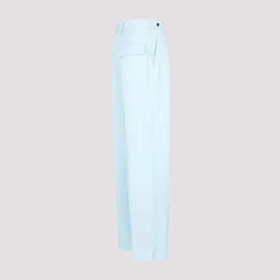 Bottega Veneta Pastel Light-blue Wool Wide-leg Pant In Blue