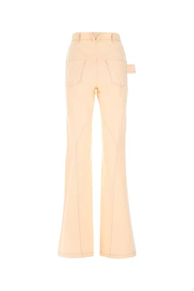 Bottega Veneta Peach Cotton Wide Leg Pant In Nude