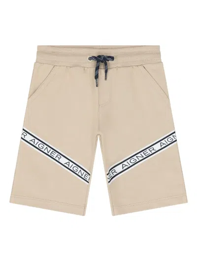 Aigner Logo-band Drawstring Shorts In Neutral