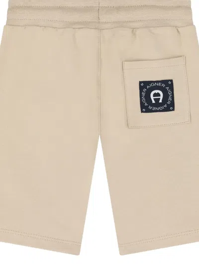 Aigner Logo-band Drawstring Shorts In Neutral